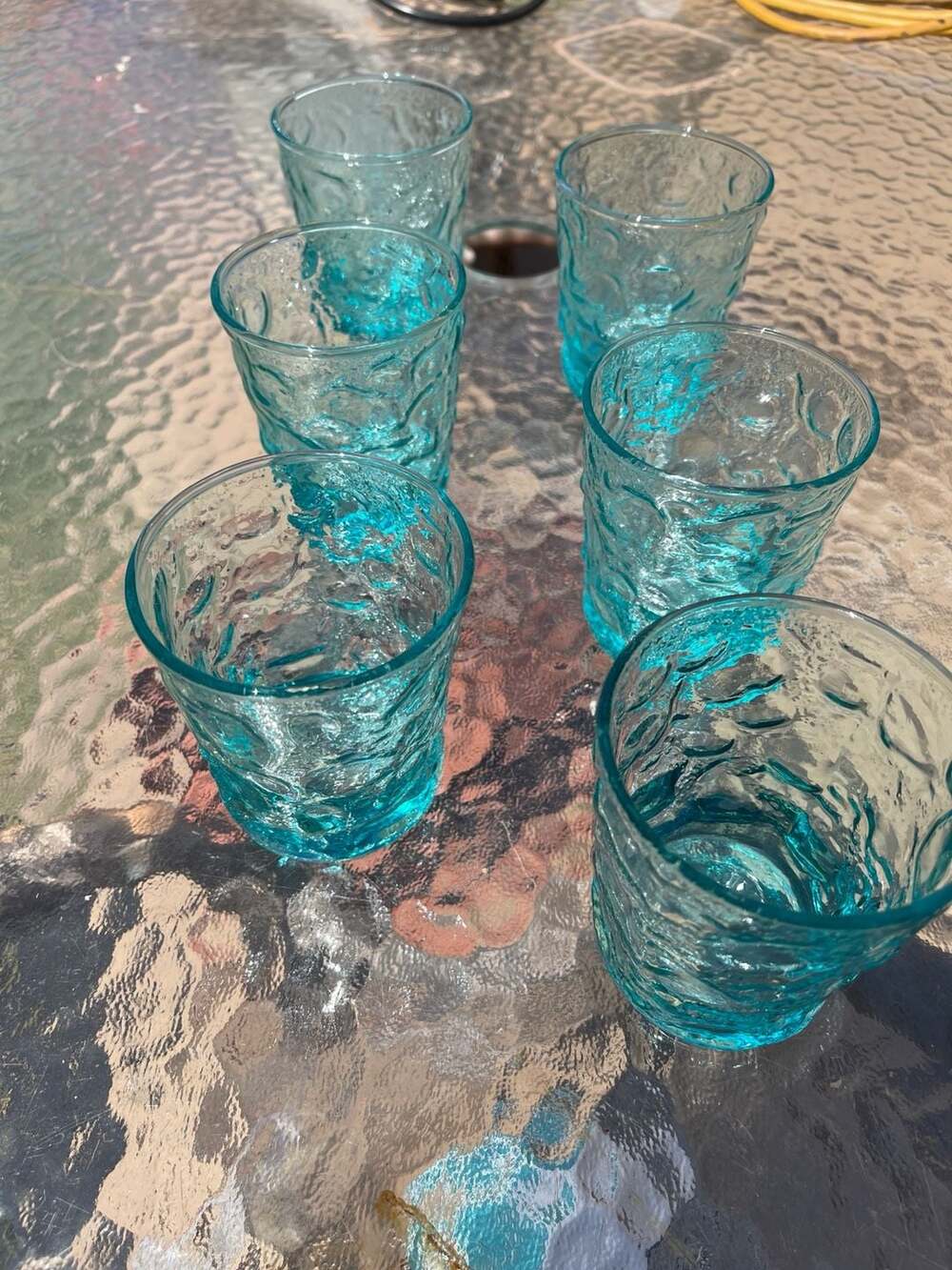 Anchor Hocking Lido Milano Aqua Crinkle Glass Juice Tumblers Set of 6 - Picture 3 of 6